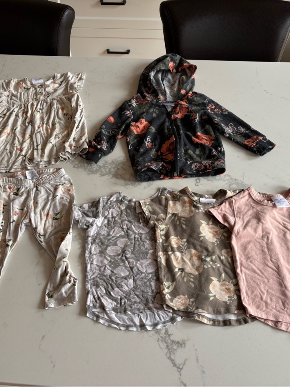 Jax & Lennon Lot 0-6 and 6-12,Floral Zip Hoodie,3 t-shirts, dress, leggings, top